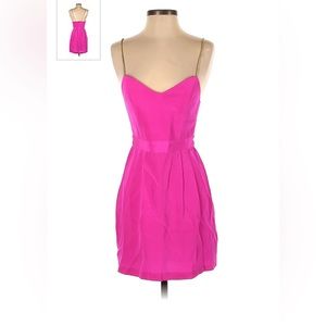 Naven 100% Silk Hot Pink Cocktail Dress with Braided Straps, Size S